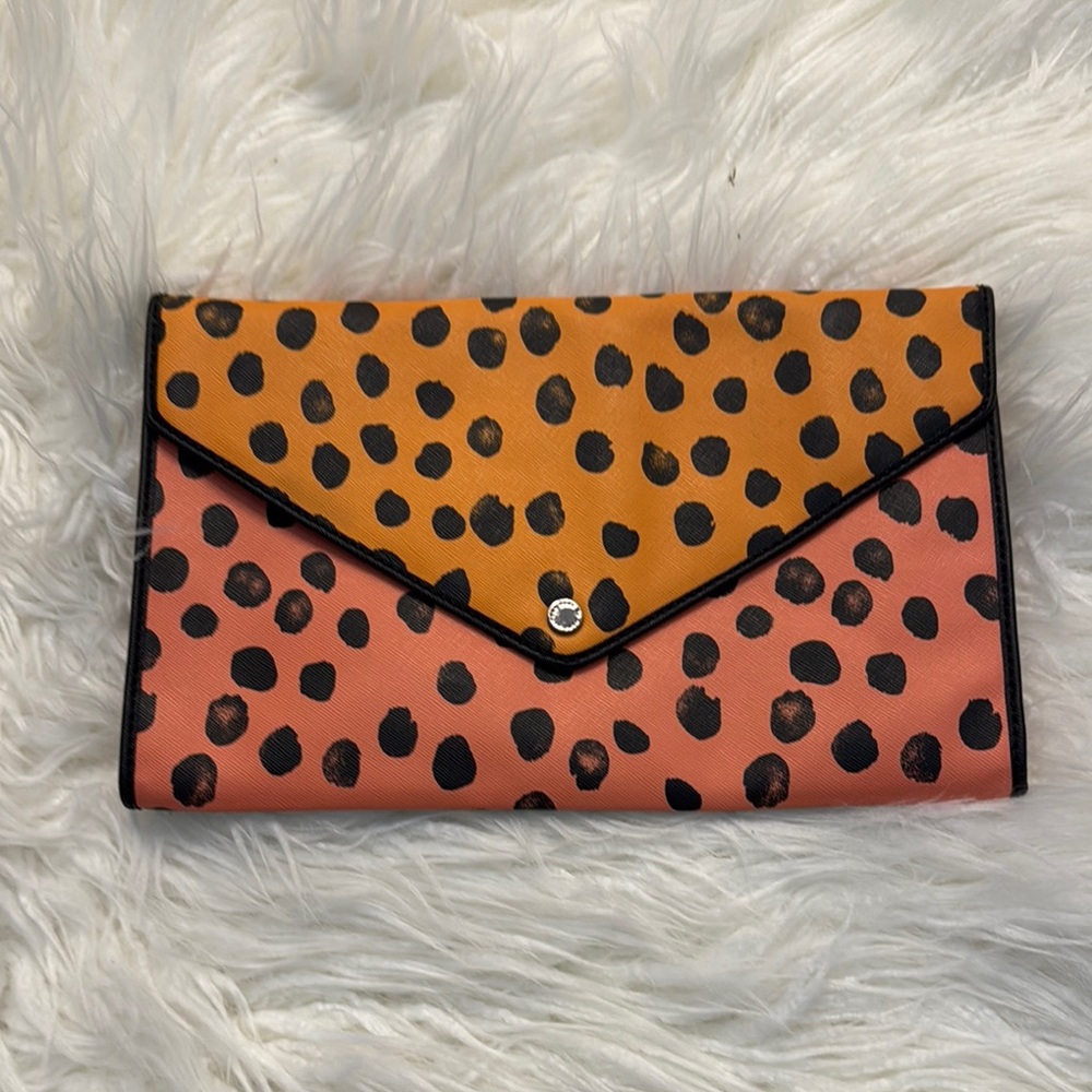 Leopard Print Envelope Clutch - Orange and Pink